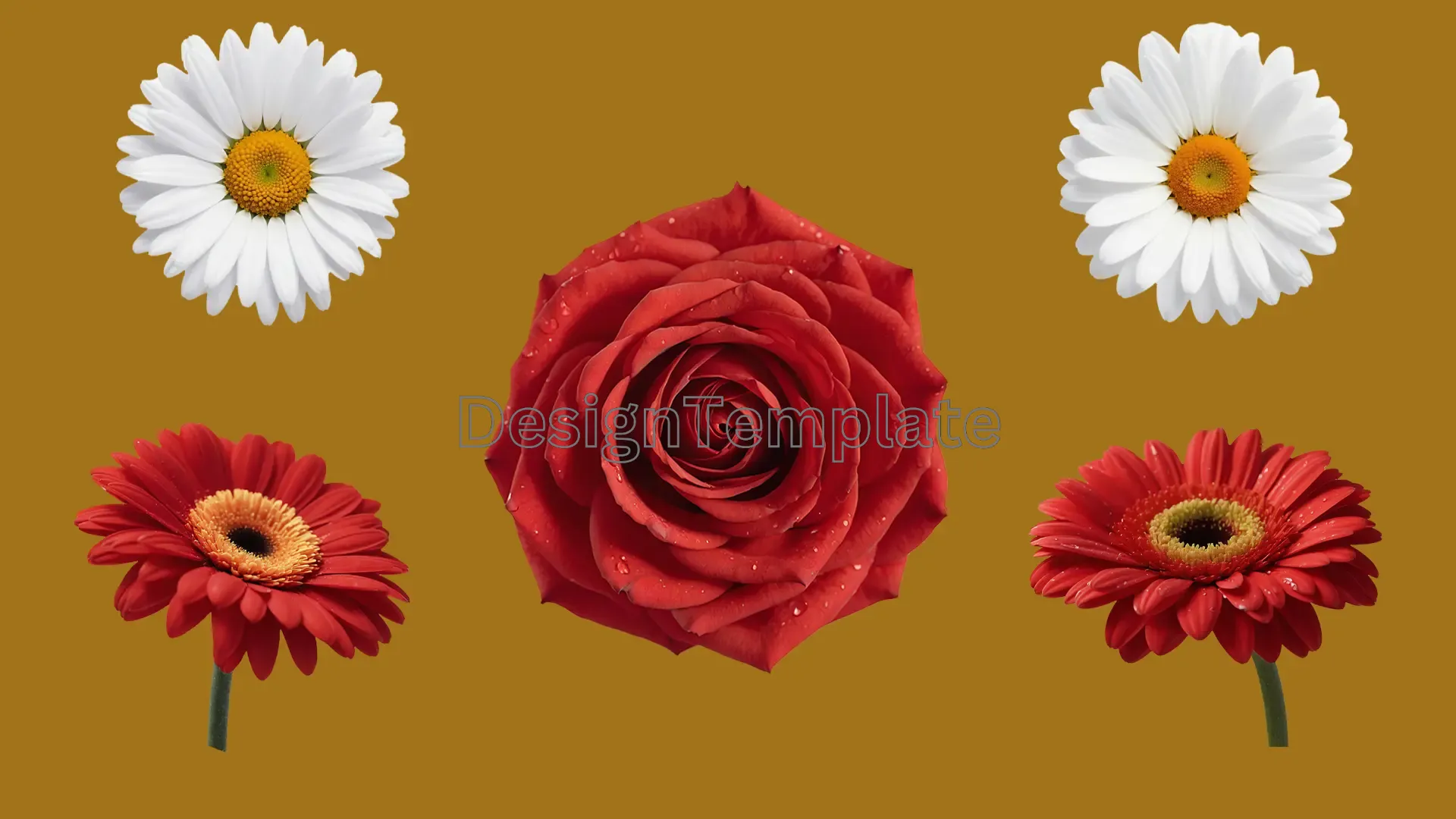 Collection of Beautiful Red and White Flowers 3D Design Elements